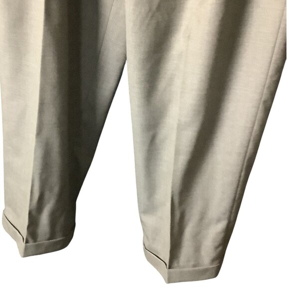 Kasper Men's Khaki Tan Wool Suit Jacket & Pants 2-Piece Set 46L Pure Virgin Wool - Picture 14 of 16